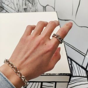 HAND MADE Stainless Steel Curb Chain Ring